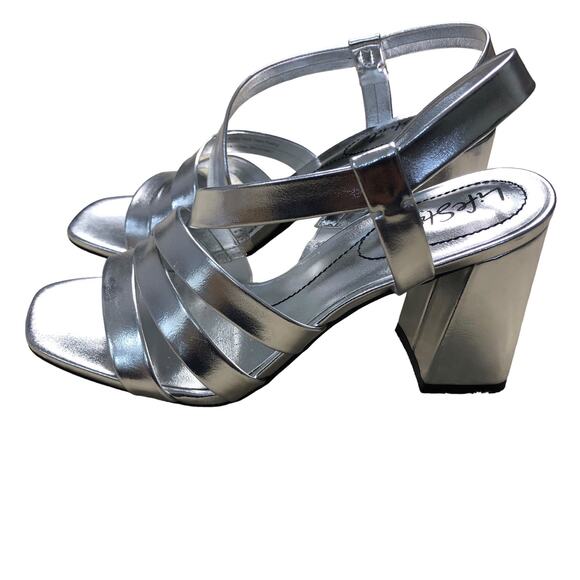 Lifestride SoftSystem Broadway Slingback Block heel Silver Size 7.5